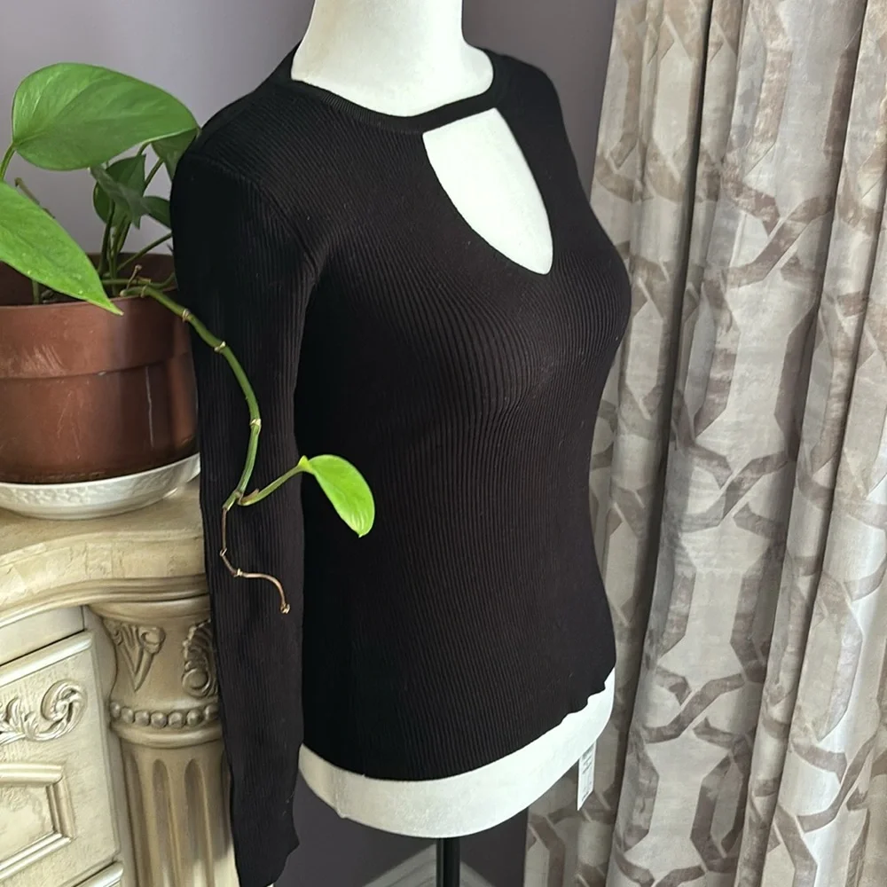 INC Black Ribbed Cutout Sweater - Picture 2 of 6